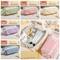 STATIONERY กระเป๋าเครื่องสำอางแต่งหน้า กล่องดินสอความจุขนาดใหญ่ ที่ใส่ปากกา จุได้มาก กระเป๋าใส่ปากกา แบบพกพาได้ อุปกรณ์การเรียนสำนักงาน