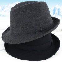 Pork Pie Fedora Hats For Men Imitation Wool Panama Hat Winter Warm Jazz Hats Trilby Femme Caps H3