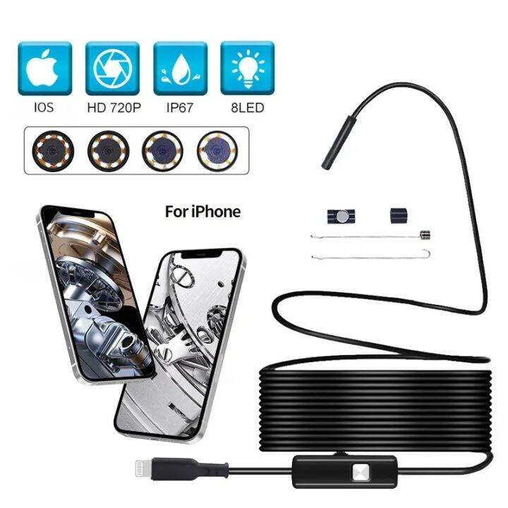 Endoscope Camera for Ios Iphone Cars Endoscopic Waterproof 8 LEDs