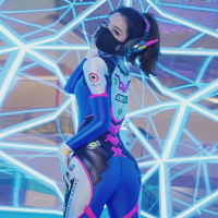 ใหม่เซ็กซี่ผู้หญิง Overwatch DVA เพลง Hana คอสเพลย์เครื่องแต่งกายอะนิเมะ Glossy Siamese Oily Tights Bodysuit