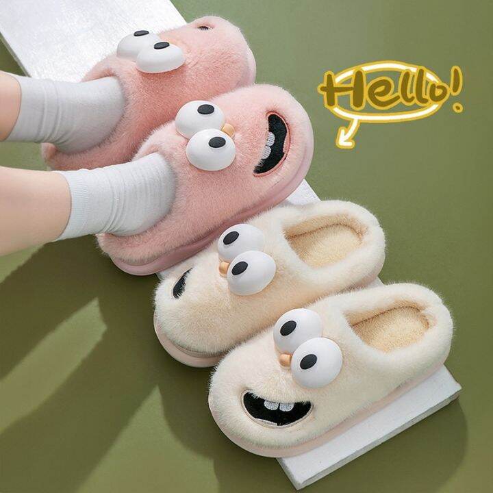 outdoor-winter-women-men-plush-thick-flat-platform-warm-cartoon-cotton-slippers-fur-home-slip-on-non-slip-girls-ladies-3d-shoes