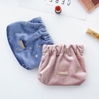 Korean creative coin purse velvet embroidery mouth gold bag small ins girl heart lipstick bag mini coin storage bag