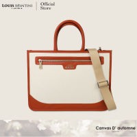 Louis Montini "Canvas D automne" กระเป๋าเอกสารผ้าแคนวาส ผสมหนังวัวนัปป้า Briefcase in Canvas CVB11