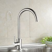 ✁♦﹍ Stainless Steel Kitchen Faucet Classic Curved Outlet Pipe Tap Single Handle Cold and Hot Water Mixer Sink Faucet Single handle