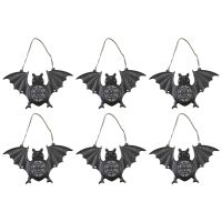 6Pcs Halloween Resin Bat Lantern Hanging Light Battery Powered Lamp Outdoor Horror Festival Decoration Party