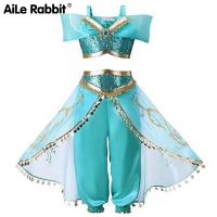 AiLe Rabbit 2018 childrens clothing new set kids costumes Aladdin magic lamp jasmine cosplay princess dress party imitation