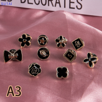 ?【Lowest price】SUTAI 10pcs กระดุมเข็มกลัดชุดแฟชั่นมุก rhinestones PIN Coat Accessories