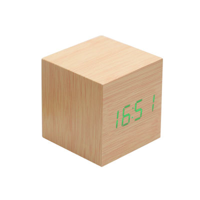 LED Electronic Clock Wooden Watch Table Voice Control USBAAA Powered Bedside Digital Temperature Alarm Clock Table Decor Clock