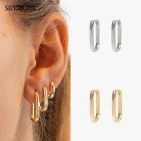 SIPENGJEL Trendy Gold Color Square Circle Hoop Earrings for Women Huggies Ear Buckle Earrings Piercing Jewelry Accessories 2023