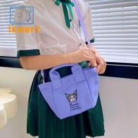 LKMART ชุดเดรสพิมพ์ลาย กระเป๋าผ้าใบ kuromi แมว KT ตัวอักษรสำหรับเด็ก ง่ายๆ กระเป๋า Crossbody สาวๆ