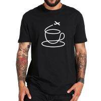 ผ้าฝ้าย 100%EU Size Plane Air Coffee 100% Abstract Design Gift Black Cal Crew Neck Tshirt Drop ShipS-3XL  ANNF