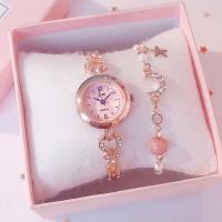 【Hot Sale】 Rhinestone watch girl mini dial bracelet style winding cherry blossom soft cute