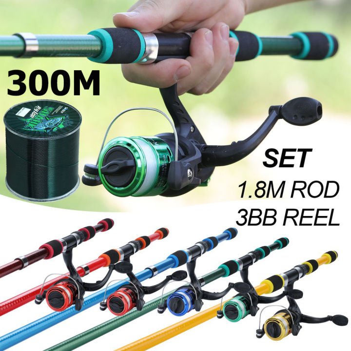 cqfishing-คันเบ็ดและรีลชุด-สี่สี-คันเบ็ดแบบยืดไสลด์-1-8mรอกตกปลา-รีลหมุน-ส่งสายเบ็ด300m-เบ็ดตกปลาและรีลตั้ง-รอกเบ็ดตกปลา-สีแดง-สีฟ้า-สีเหลือง