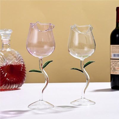 【CW】✥۩◇  Shaped Wine Glasses Exquisite Base Pink Goblet Cup for