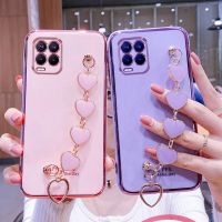 [สุดฮอต2023] เคสโทรศัพท์กำไลข้อมือสำหรับ Oppo Realme 8G เคสเคสมือถือรักสายสร้อยรูปหัวใจสุดหรูสำหรับ Oppo Realme 8 7 Pro 4G 5G