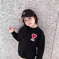 Available Fashion Trendy Brand Childrens Clothing Ami Cotton Round Neck Embroidery Love Heart Warm Pullover Baby Bottoming Shirt For Big Children