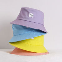 [hot]Bucket Hat 2023 New Fisherman Cap Beach Hats for Baby Girl Kids Boy Candy Colors Smile Face Sun Caps Gorro Gorras Casquette Muts