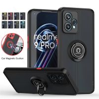 Heavy Duty Matte Armor Shockproof Coque For Realme 9 Pro 5G Case Car Magnetic Stand Ring Protect Fundas On Realmi 9 Pro Plus 9i