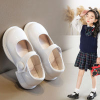 Kids School Dress Shoes Girl Patent Leather Buckle Strap Shoes 2021 Autumn Round Toes Flat Mary Jane Shoe Size 26-36 Black Beige