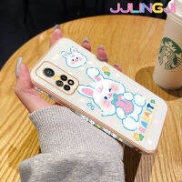 Jlingji เคสสำหรับ Xiaomi MI 10T 10T Pro Redmi เคส K30s การ์ตูนกระต่ายสีขาวน่ารักกรอบโลหะหรูหราทำจากซิลิโคนเคสมือถือกรอบด้านหลังกันกระแทกเคสป้องกันเลนส์กล้อง