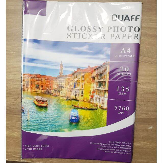 A4 Quaff Glossy Photo Sticker Paper Waterproof Lazada PH