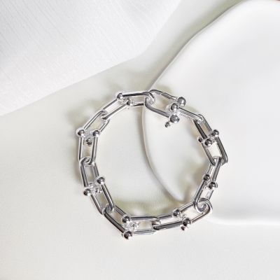 Fashion S925 Sterling Silver Mens And Womens U-Shaped Hard Bracelet Trend Simple And Generous Luxury Party Gift