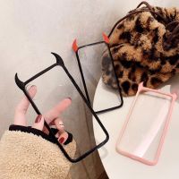 ◄ Fashion Simple Devil Horn Phone Case For iPhone 12 11 Pro X Xs Max Xr 7 8 Plus Cute cartoon hanging Clear Acrylic Silicone Cover