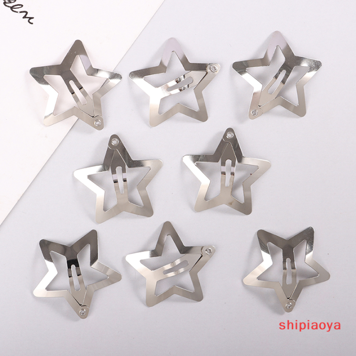 shipiaoya-ดาวสีเงินที่ทันสมัยใหม่4ชิ้น-bb-กิ๊บหนีบผมดาวมินิมอลลิสต์คลิปหนีบผมสำหรับ2023เครื่องประดับที่ตกแต่งผมสำหรับเด็กผู้หญิง