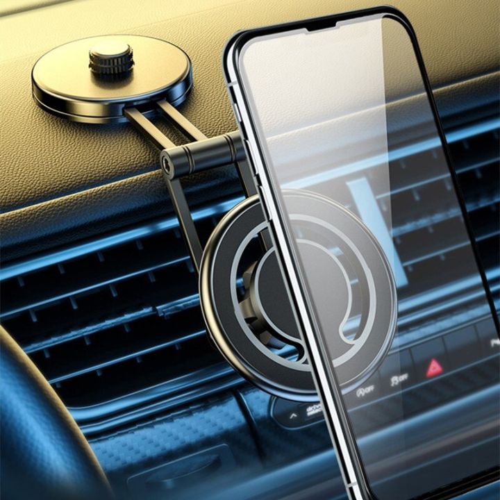 ตัวที่วางโทรศัพท์แบบพับได้แม่เหล็กตั้งในแผงหน้าปัดรถยนต์ได้สำหรับ14-13-pro-max-อุปกรณ์สนับสนุน-celular-ขาตั้งสำหรับ-macsafe