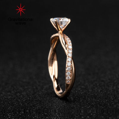 แหวนเพชรเทียมกลมรูปคลื่นแรงโน้มถ่วงสำหรับผู้หญิงแหวนนิ้วบิดของขวัญสำหรับงานหมั้นงานแต่งงาน