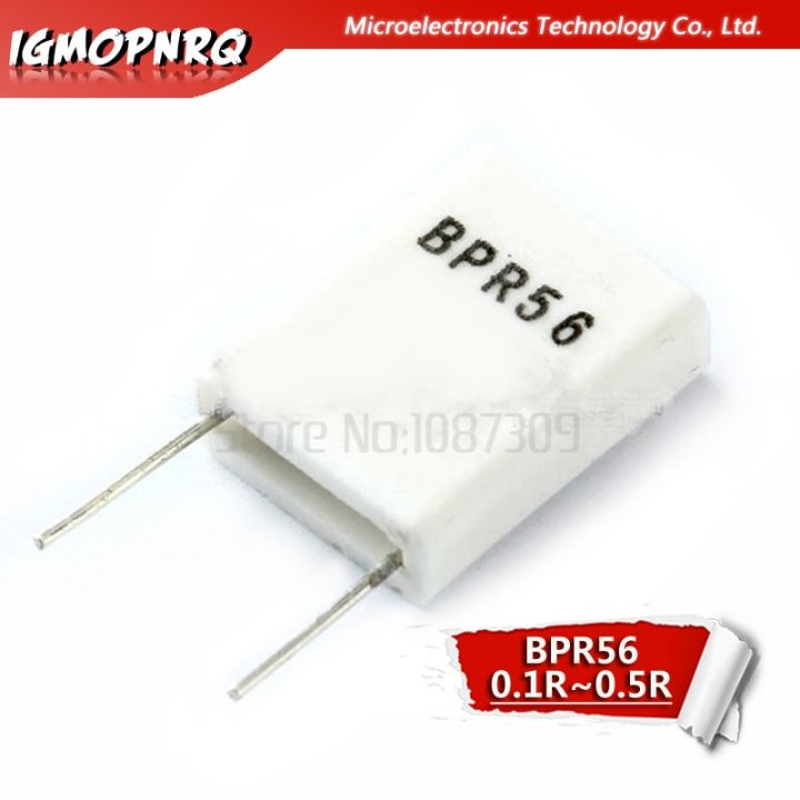 10pcs BPR56 5W 0.1 0.15 0.22 0.25 0.33 0.5 ohm Non-inductive Ceramic Cement Resistor 0.1R 0.15R 0.22R 0.25R 0.33R 0.5R Replacement Parts
