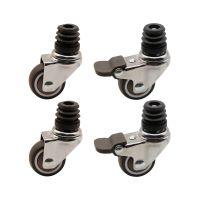 4Pcs Furniture Swivel Casters M8 Threaded Stem 1.5" Rubber Wheels with Brake Applicable Tubular Shelf Trolley Load 80KG Furniture Protectors  Replacem