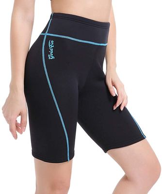 กางเกงขาสั้นยางนีโอพรีนกางเกงขาสั้นดำน้ำขนาด2มม. สำหรับผู้หญิงรักษาความอบอุ่นแบบแอโรบิคการเล่นเซิร์ฟการว่ายน้ำเหงื่อเล่นกีฬาซาวน่าด้วยน้ำเย็น