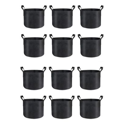 12-Pack Grow Bags 5 Gallon, Thick Fabric Planter Bags for Vegetables, Sturdy Handles &amp; Reinforced Stitching