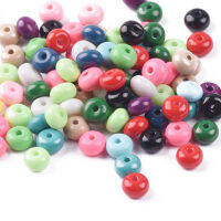 100pcs Solid Color Coated Opaque Glass 6x4mm Rondelle Loose Spacer Beads for Jewelry Making DIY Crafts