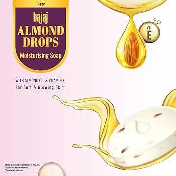 Bajaj Almond Drops Moisturising Soap with Almond Oil and Vitamin E 100gm