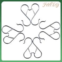 FEELDG 12Pcs ระบบป้องกันการตก S hooks ชั้นวางของชั้นวาง หัวเข็มขัดนิรภัย ตะขอรูปตัว S อุปกรณ์จัดระเบียบบ้าน ทนทานสำหรับงานหนัก โลหะ S ตะขอ อุปกรณ์ในครัว