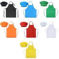 【CW】 Children Kids Chef Costume Hat and Apron Set Color Adjustable Bib with Large for Dropship