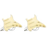 2X Electric Guitar Pickguard Pickups Loaded Prewired Scratch Plate Assembly SSS Yellow