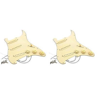 2X Electric Guitar Pickguard Pickups Loaded Prewired Scratch Plate Assembly SSS Yellow
