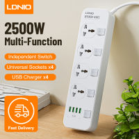 LDNIO 2meter รางปลั๊กไฟสายต่อยาวด้วยพอร์ต USB 4 พอร์ตและเต้ารัอเนกประสงค์ 4 ช่องรางจ่ายไฟแบบมัลติฟังก์ชั่น Cเต้ารับไฟฟ้า SC4408