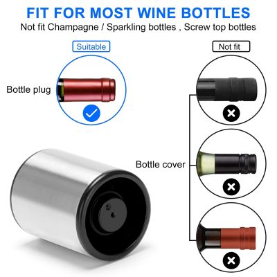 Wine Stopper, 2 Pack Stainless Steel Reusable Vacuum Wine Bottle Stopper