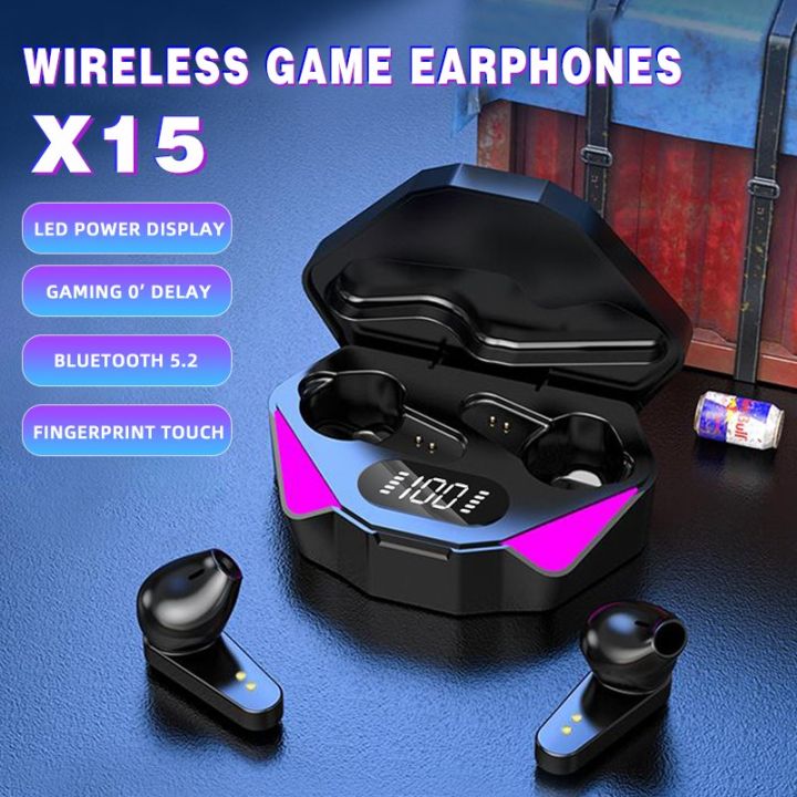 Tws Bluetooth Earphone X15 Wireless Gaming Headsets Led Display Hifi Stereo Earbuds Waterproof 8962