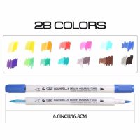 STA 14pcs 28 colors Gradient Colors Dual Tip Brush Markers Water Based ink Lettering Calligraphy Pens Coloring Book For Drawing