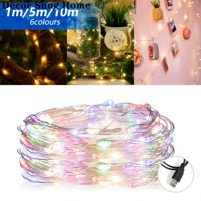 【Free Shipping】Fairy Light 1M 5M 10M 100 LEDS Starry String USB ไฟ Fairy Micro LED โปร่งใสสำหรับเทศกาลงานแต่งงานตกแต่งบ้าน