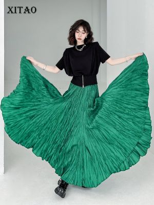 XITAO Skirt Pleated Solid Casual Skirts Women Personality Fashion Loose Skirts