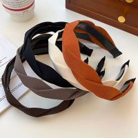 【YF】 Retro Weaving Hair Band All-Match Elegant Decorative Headdress Women Solid Color Wide Braided Headband Hoop Headwear