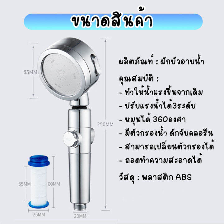 ฝักบัวสปา-ปรับได้-3-ระดับ-หมุนได้-360-องศา-เปลี่ยนตัวกรองได้-กำจัดสนิม-ฝักบัว-ฝักบัวอาบน้ำ-กรองคลอรีน-พร้อมส่ง-ฝักบัวกรองน้ำ-ฝักบัวแรงดันสูง