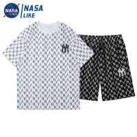 【July hot】 NASA mens summer loose casual sports suit a complete set with handsome clothes short-sleeved