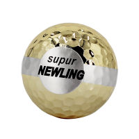 Pack 3 Pcs Golf Balls Golden Colored Ribbon Opening Ceremony Plated Golf Ball Fancy Match Opening Goal